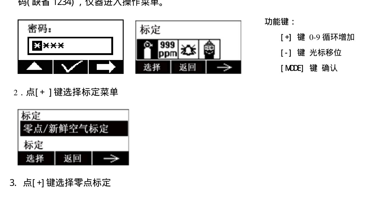 Enter calibration: password and menu